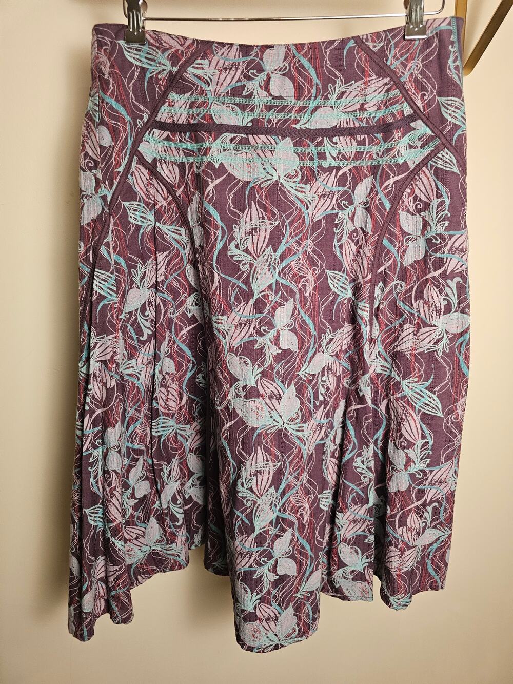 Fat Face 100% Cotton Below Knee Full Skirt With Embroidery